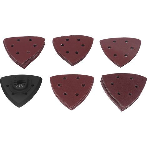 Kit de Coussinets de Ponçage détaillé 51pcs avec 6 Trous D'élimination de la Poussière, Papier de Verre Triangulaire de 3,5 Pouces pour Métal en Bois (1/5)
