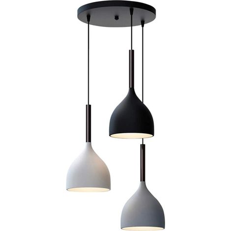 Suspension Lustre Métal Plafonnier 3 Lumières Suspension E27 pour Lustre de Salle à Manger (Rond) (1/5)