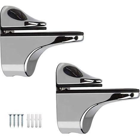 Support réglable pour étagère en verre en 2 parties, compatible avec les étagères en bois/verre d'une épaisseur de 5 à 22 mm (1/5)