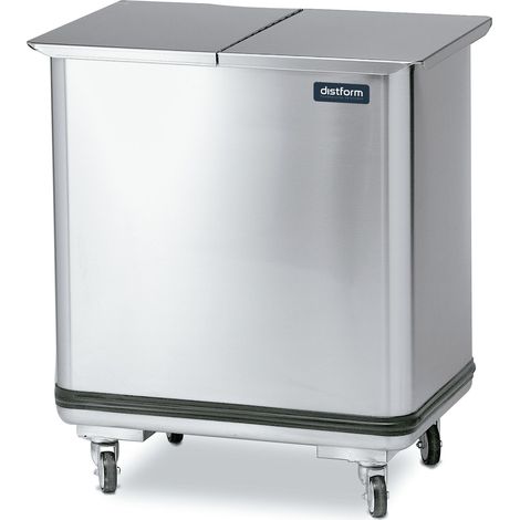 Chariot Inox pour Solides Couvercle Battant Amovible 135L - Distform