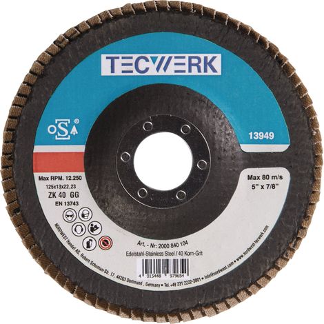 Fächerscheibe Kehlnaht D.125mm K.40 kon.INOX ZK TECWERK (1/2)