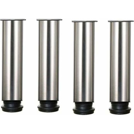 Lot de 4 pieds de meuble en acier inoxydable réglables en hauteur de 25 cm, idéal pour canapé, table, armoires. (1/4)