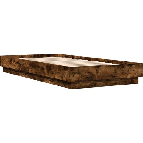 Bettgestell mit LED Räuchereiche 90x200 cm vidaXL