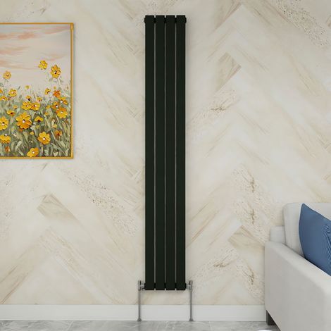 SKY Bathroom 1800x272mm  Single Black Vertical Flat Panel Radiator Designer Central Heating Radiator