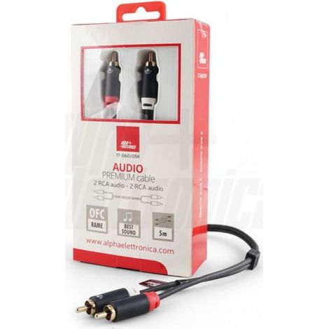 Cavo audio 2 rca 2 rca oro 5 metri alpha elettronica 17-060/05k