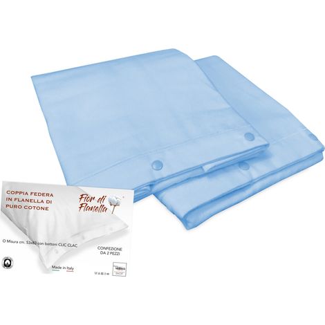 COPPIA FEDERA PER GUANCIALE IN FLANELLA AZZURRO Fior di Flanella © (1/2)