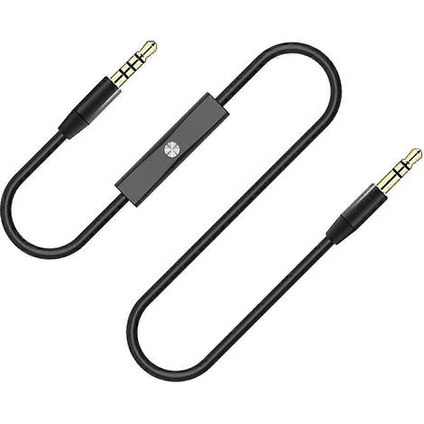 Câble audio AUX 3,5 mm de 1,2 m pour téléphone, MP3, voiture, casque et enceinte, noir (1/5)