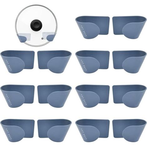 CSPARKV Paquet de 8 Support Couvercle Casserole Porte Adhésifs Porte Couvercle Autocollant Accroche Couvercle Casserole Porte Couvercle Casserole Mural Porte Couvercle Porte Porte Couvercle de Pot (Bl (1/5)