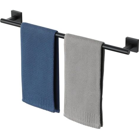Porte Serviette Salle de Bain, Longueur 60 CM, Porte Serviette Mural en SUS 304 Acier Inoxydable, Porte Serviette Cuisine Antirouille et Durable, Porte Serviette avec Percage, Noir (1/5)