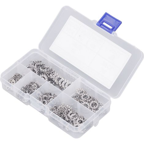 Kit de 300 rondelles frein étoile à dents externes M2.5 M3 M4 M5 M6 M8 en acier inoxydable 304 (1/5)