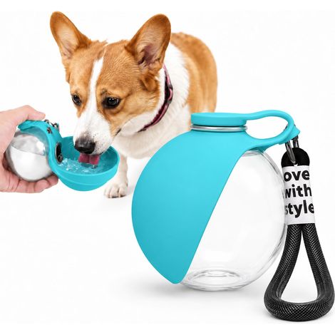 Bouteille d'eau portable pour chien 285 mL, contenant d'eau de voyage 2 en 1 pour animaux avec bol de boisson en silicone pliable, distributeur d'eau animal léger étanche adapté aux petits et moyens c (1/5)