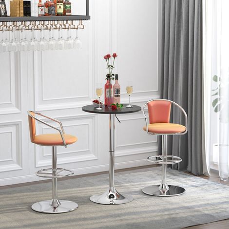 HOMCOM Table de bar réglable en hauteur avec base ronde et antidérapante pour cuisine salle à manger Ø60x69-93 cm noire (1/5)