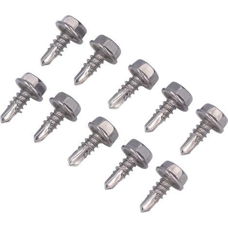 Kit de 50 vis autotaraudeuses, rondelles hexagonales et accessoires de fixation en acier inoxydable 4,8 x 13 mm (1/5)