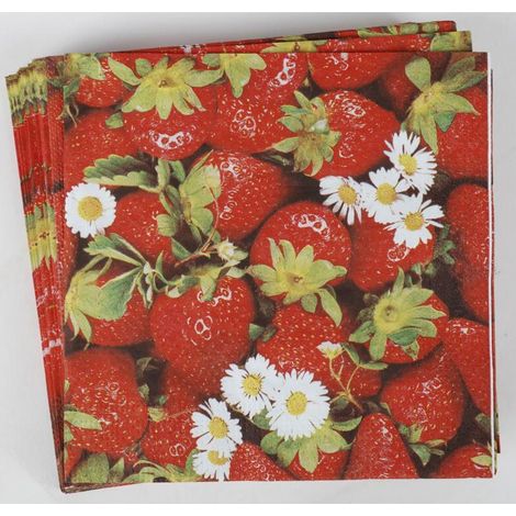 24x 20er Packung Servietten 33x33cm 3-lagig Erdbeeren Früchte 480 Stück (1/2)