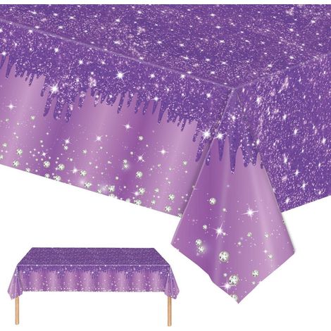Nappe jetable Violet Glitter 137x274 cm pour Fêtes & Baby Showers