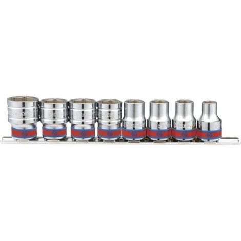 Jeu de 8 douilles 1/2' 6 pans – Longueur 230 mm – Dimensions 3/8' à 7/8' – Pour mécanique et bricolage intensif – King Tony (1/2)