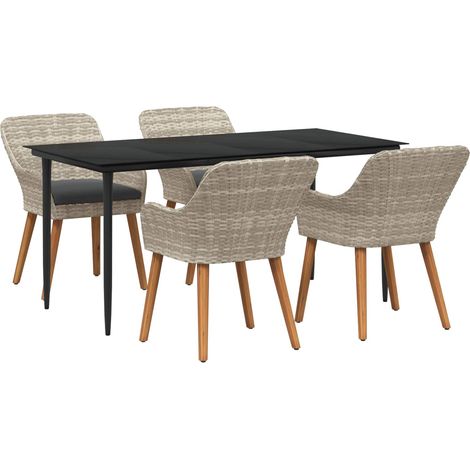 Ensemble de salle à manger pour jardin 5 pcs-Salon de jardin Gris clair 989581 (1/4)