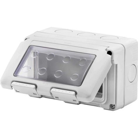 Gewiss – Boîtier de protection pour prise électrique GW27044 – 4 places étanche IP55 – Système modulaire pour installations extérieures