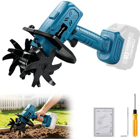 Motobineuse Électrique sans Fil Compatible avec 18V, Fraise de Jardin Portable, Motoculteur pour Sol et Pelouse (sans Batterie et Chargeur) (1/5)