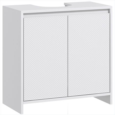 Meuble de salle de bain Blanc MDF Sous Vasque avec Étagère (1/5)