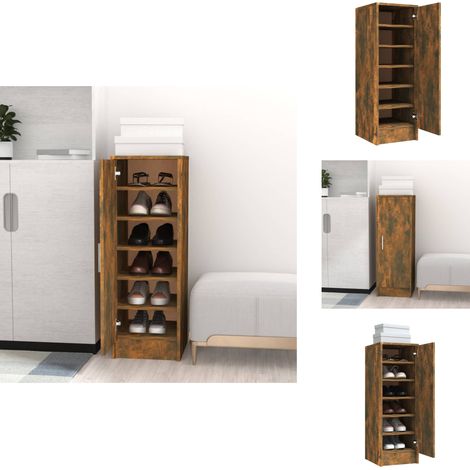 Schuhregal Räuchereiche 32x35x92 cm Holzwerkstoff - Schuhregal - Schuhschrank - Holzwerkstoffmöbel - Schuhanlage - Garderobe (1/5)
