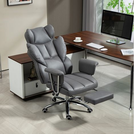 Silla de oficina reclinable, altura regulable, con reposapiés, gris oscuro DESVIAE (1/5)