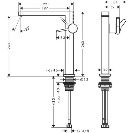 Hansgrohe 73072340 WTM 240 Tecturis E Fine CoolStart