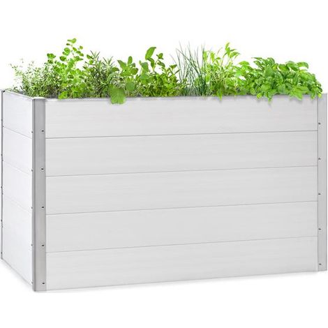 Blumfeldt – Carré potager surélevé 150 x 91 x 100 cm – WPC résistant aux UV, rouille et gel – Montage facile, aspect bois – Hauteur adaptée au dos (1/5)