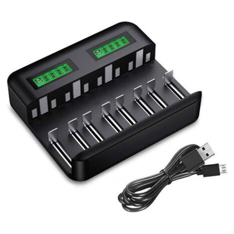 Chargeur de Piles Universel LCD, Chargeur Universel pour AA/LR6, AAA/LR3, C/R14, D/R20 Ni-MH Piles Rechargeables avec Entrée Type C Micro USB, Chargeur 9008 avec Technologie Détection de Piles (1/5)