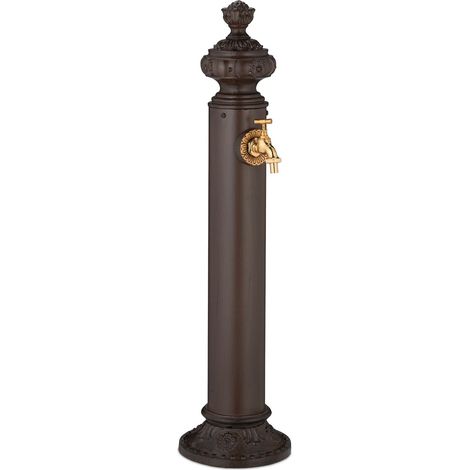 Fuente de columna de jardín antigua con grifo dorado, 87 cm