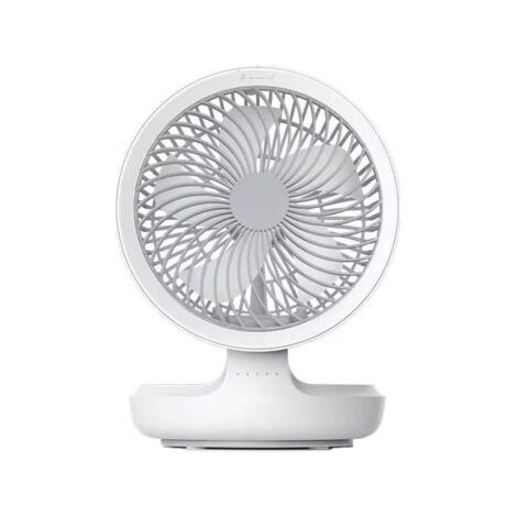 Ventilateur de bureau suspendu, rechargeable, pliable, USB, diamètre 19 cm, blanc (1/4)