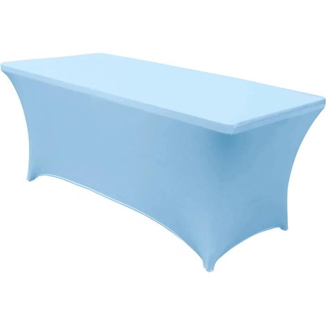 Nappe Extensible Rectangulaire Ajustées, Nappe de Fête en Élasthanne pour Cocktail Anniversaire Mariage Événement, Couverture Table Pliante, Lavable et Infroissable (Bleu,183x76x76cm) (1/5)