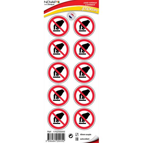 Planche 10 Pictogrammes Ø 40mm - Interdiction de Toucher - 4250052