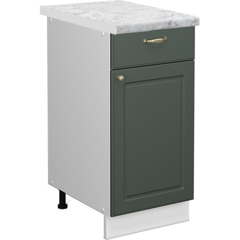 Küchenunterschrank Fame-Line, Grün-Gold Landhaus, 40 cm , AP Marmor, Vicco