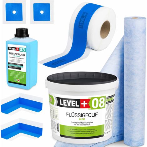 LEVEL+ Dichtset für Duschabdichtung Bad Dichtband Flüssigfolie 5,5kg SET331 (1/5)