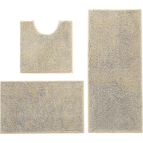 Set rutschfester Badematten, weiche Mikrofaser-Badematten, maschinenwaschbar, Maße: 50 x 50 cm / 40 x 60 cm / 50 x 80 cm