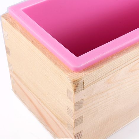 Moule à savon rectangulaire en silicone avec boîte en bois, outil de bricolage pour gâteaux, pains et toasts. (1/5)