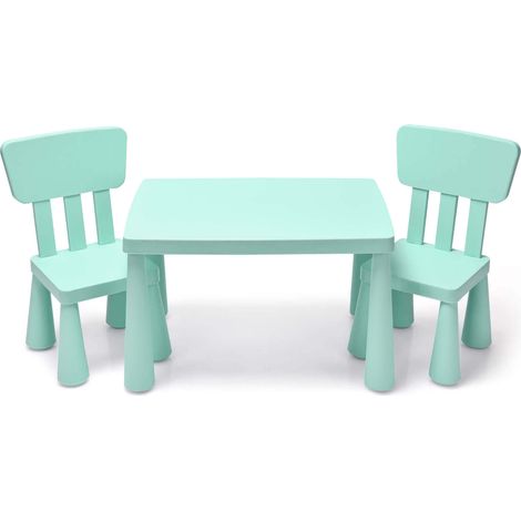 Ensemble vert table et 2 chaises enfant en PP avec bords arrondis et sièges ergonomiques pour chambre et salle de jeux (1/5)