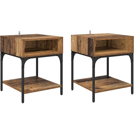 Mesita de Noche 2 pcs Madera vieja 40 x 40 x 50 cm vidaXL