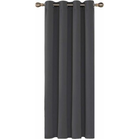 Rideaux Occultants Isolant Thermique, 140x240 CM (Largeur x Hauteur), Rideaux pour Salon et Chambre, Design Moderne à Oeillets, Gris Foncé, 1Pièces (1/5)