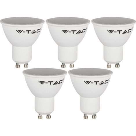 Lampe LED-SMD V-TAC, PAR16, GU10, EEK : F, 4,5W, 400lm, 3000K, 5 pièces