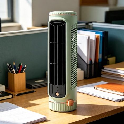 Mini ventilateur tour – Ventilateur de table 3 vitesses – Ventilateur de circulation d’air silencieux et compact pour chambre, cuisine et salle de bain – Blanc (1/2)