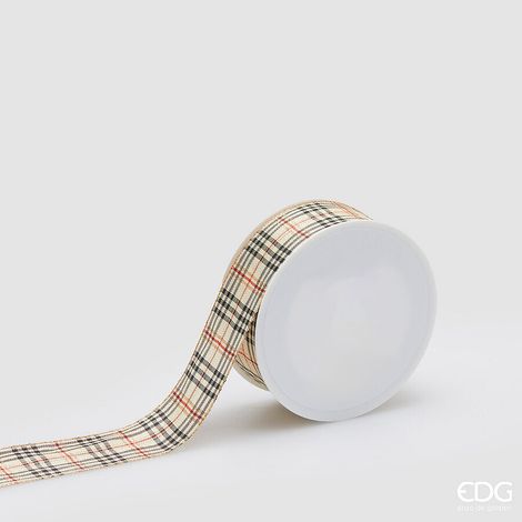 EDG Enzo De Gasperi Nastro Tartan H 4 Cm 20 Mt Red Crema