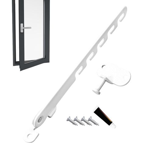 Verrou de fenêtre à battants - Protection contre les chutes pour fenêtres battantes - Verrous de sécurité réglables avec 4 fentes pour ouvrir la fenêtre l'intérieur et l'extérieur