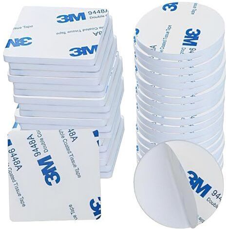 Double Face Extra Fort, Ruban AdhéSif Double Face Robuste, Ruban Mousse Pour Maison, Bureau, DéCoration, Accroche Tableau Sans Percer, 20 PièCes Carré 30 X 30mm & 20 PièCes Rond 30 X 30mm(White) (1/5)