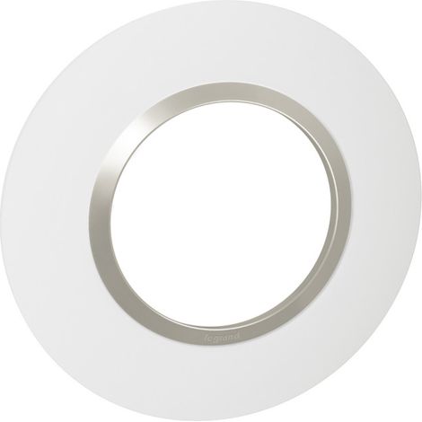 Legrand – Plaque ronde Dooxie 1 poste plume – Gamme de plaque Ue – Fixation par vis – Finition mate – Pour espaces confinés