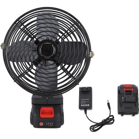 Ventilateur rechargeable étanche à piles pour le camping, les voyages, la voiture, le camping-car ou un bureau (1500 mAh). (1/3)