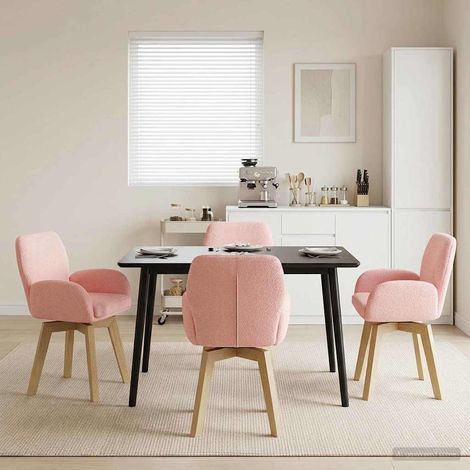 vidaXL Sillas de comedor giratorias 4 uds. Bouclé Rosa 54 x 58 x 87 cm (1/5)