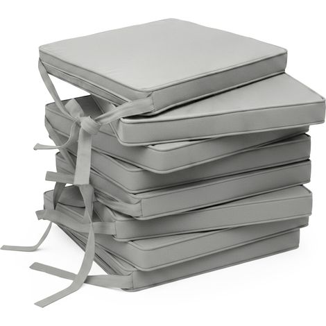 Lot de 8 coussins de chaise Loft SK 45x40cm rubans antidérapants gris clair