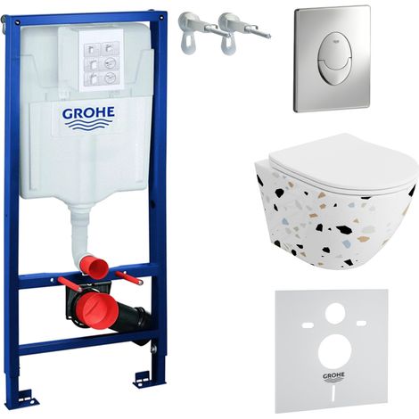 GROHE WC Set mit Vorwandelement, Wand-WC und Spülknopf (1/5)
